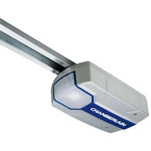 Chamberlain Garagentorantrieb ML700EV mit Schiene, Motor und LED-Beleuchtung.