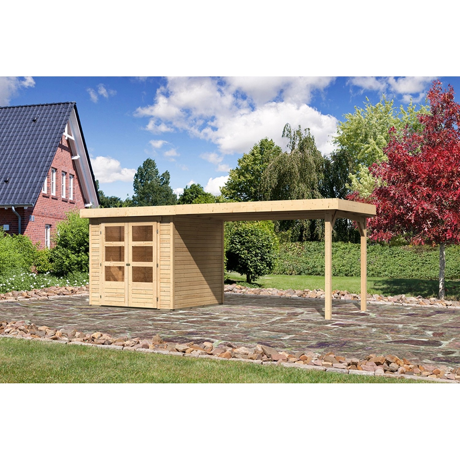 Karibu Holz-Gartenhaus Boras Natur Unbehandelt 209 cm x 213 cm günstig online kaufen