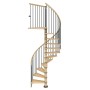 Dolle Spindeltreppe Winnipeg, Buche geölt, Ø 120 cm, mit 14 Stufen und grauem Geländer.