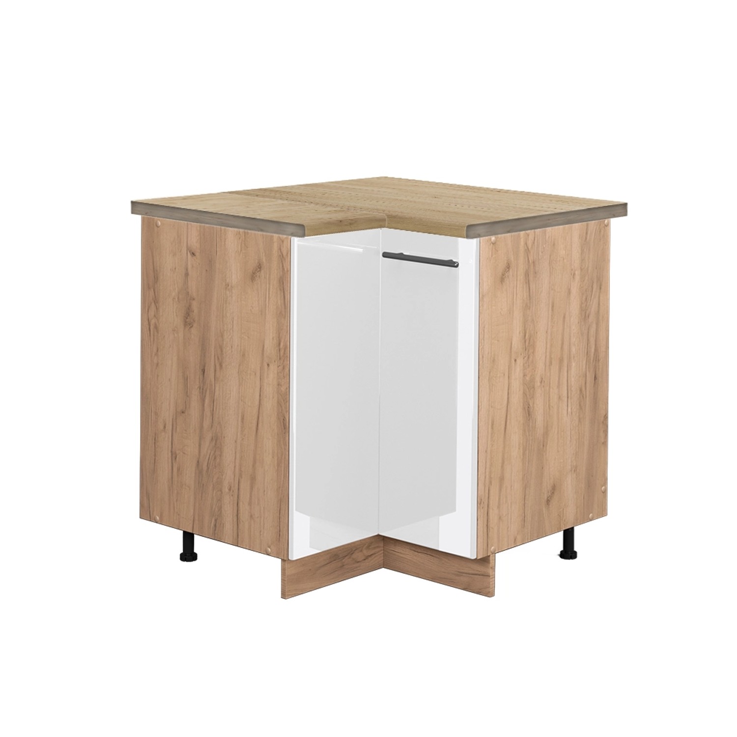 Thumbnail - Vicco Eckunterschrank Fame-Line Weiß Hochglanz/Goldkraft Eiche 81 cm AP Eiche