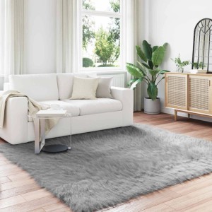 vidaXL Kunstschaffell Teppich Tafalla Grau 200 x 200 cm Polyester 42021533