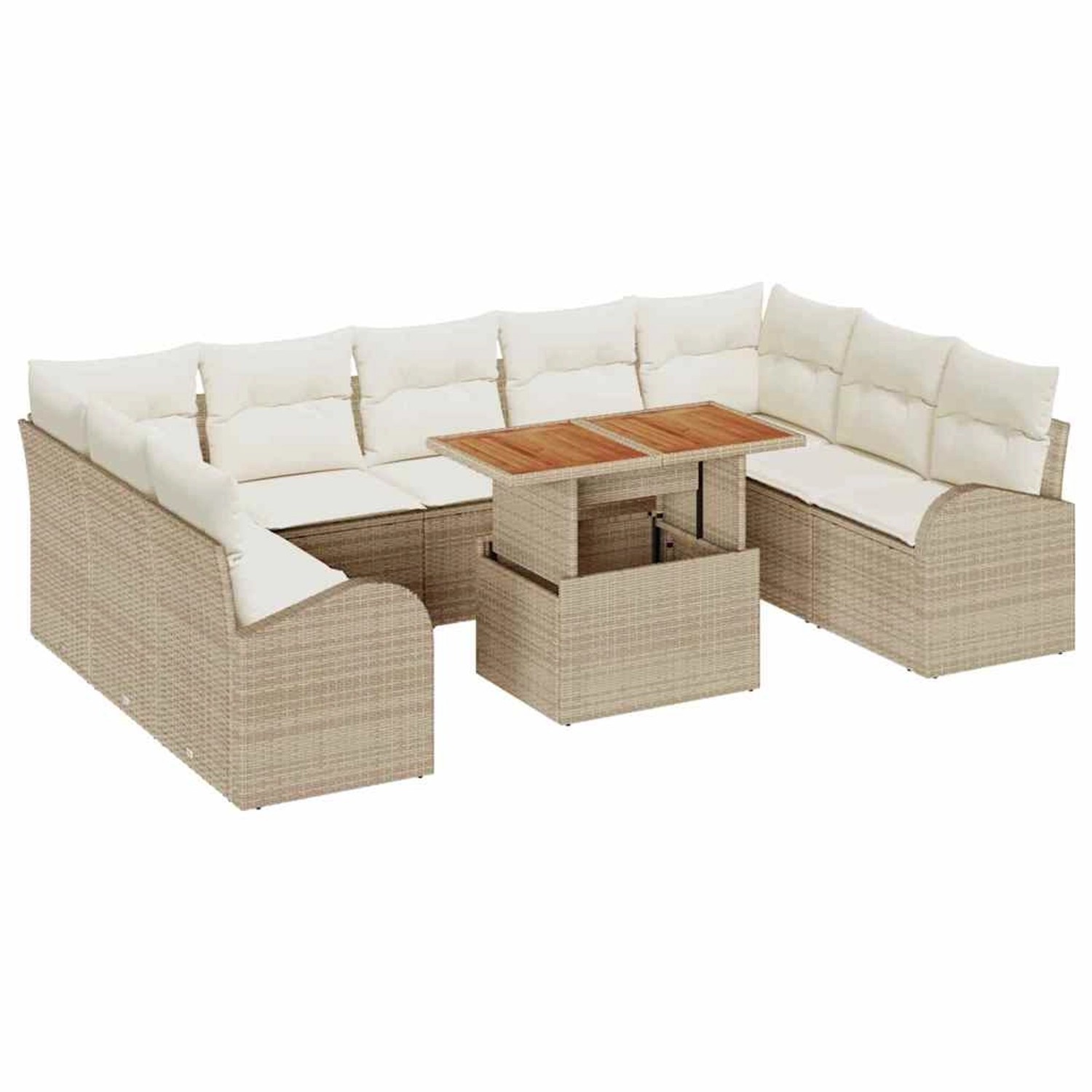 vidaXL Garten-Sofa-Set mit Speicher 10-Tlg Beige Poly Rattan 3358367 günstig online kaufen