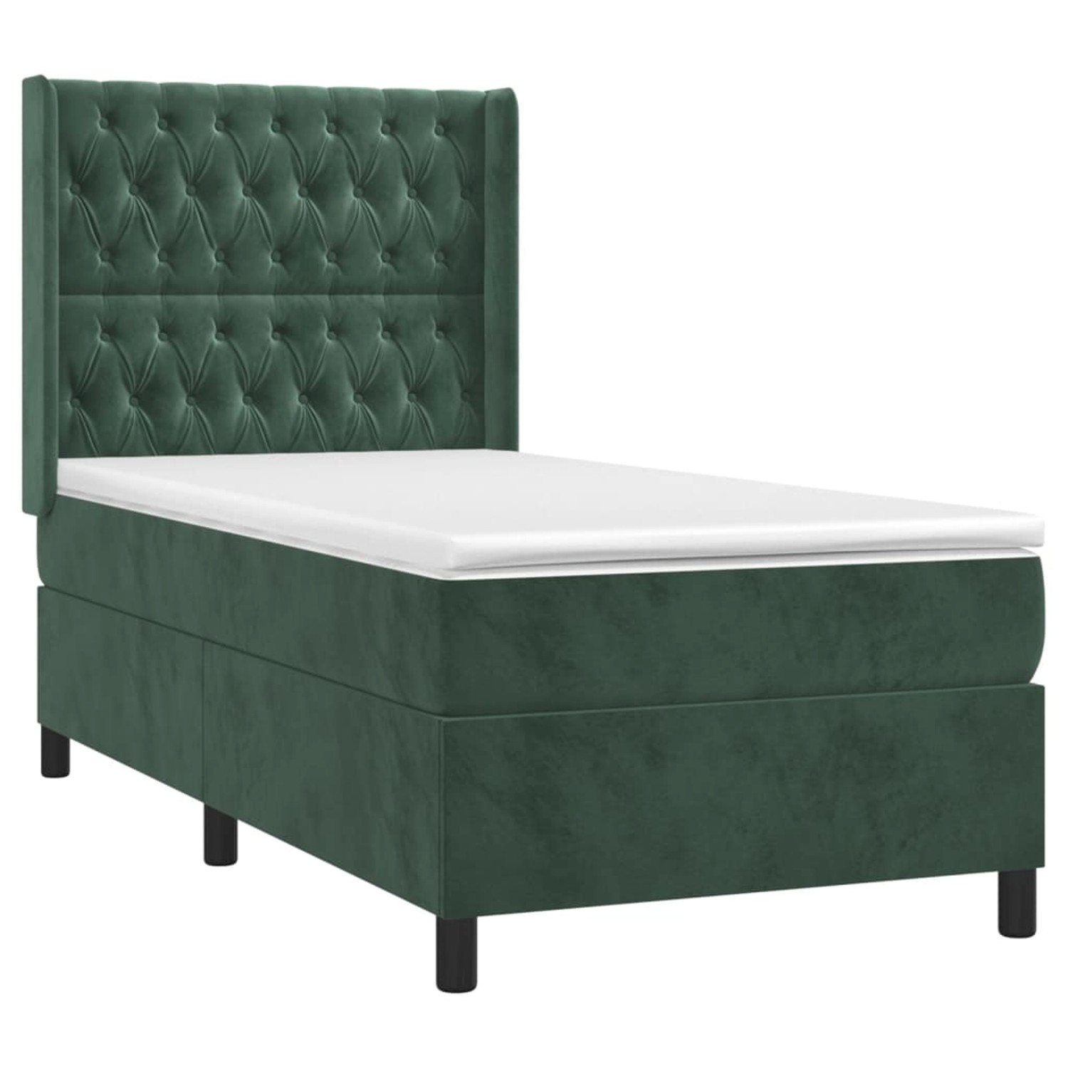 vidaXL Boxspringbett mit Matratze & LED Dunkelgrün 90x190 cm Samt 3139718 günstig online kaufen