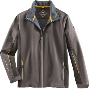 Roadsign Softshelljacke in Anthrazit-Gelb, Größe 3XL, wind- und wasserabweisend für Arbeitskleidung.
