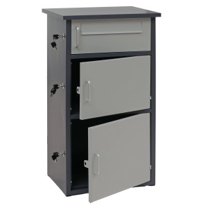 PROREGAL Paketkasten Mit 3 Fächern HxBxT 89x49x38cm Stahl Dunkelgrau/Grau Paketbox Paketfach Paketstation Briefkasten