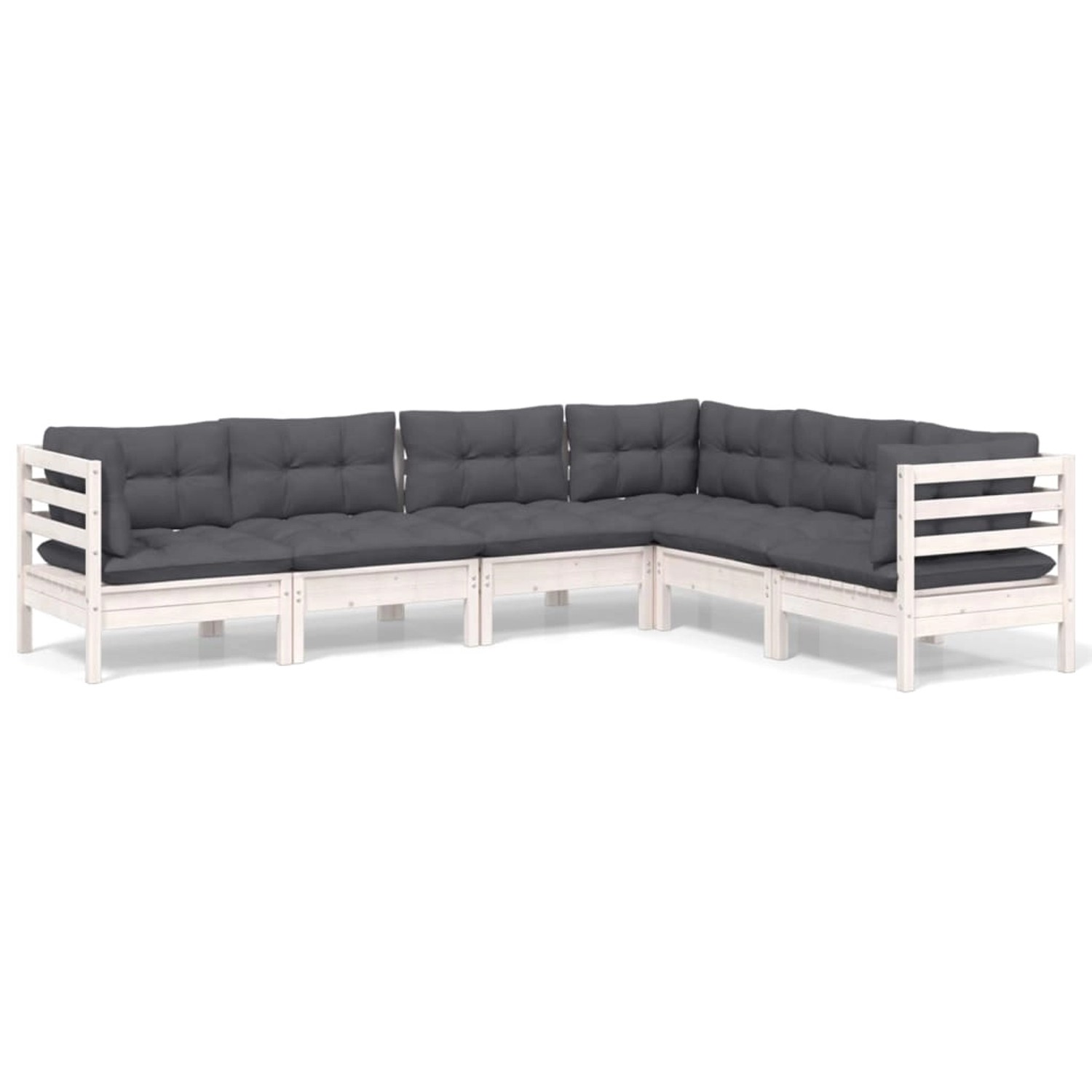 vidaXL 6-Tlg Garten-Lounge-Set mit Kissen Weiß Kiefer Massivholz 3096684 günstig online kaufen