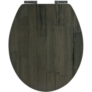 Sanitop-Wingenroth WC-Sitz in Holzoptik Anthrazit mit Soft-Close-Funktion.