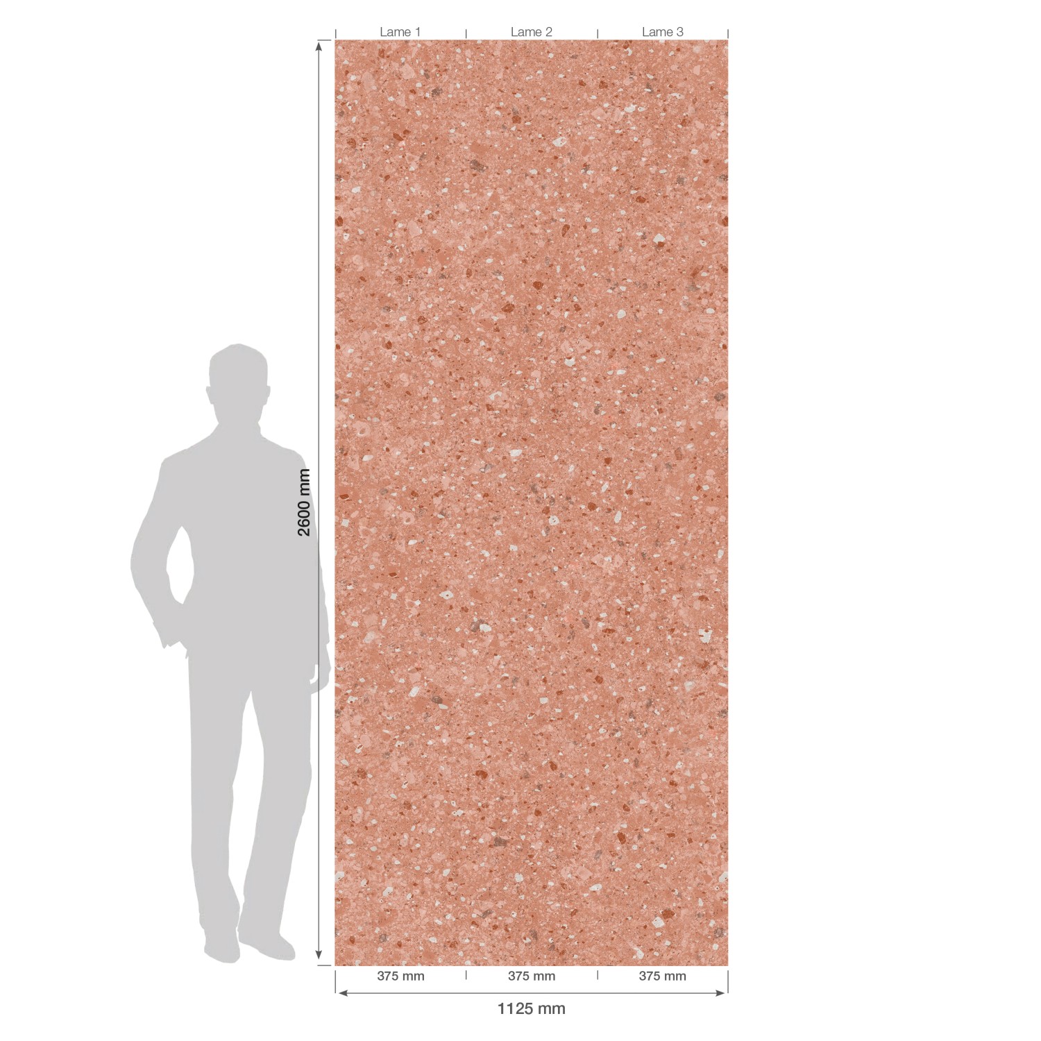 Grosfillex Wandpaneel Element 3D Optik New Terrazzo Rose, 260x37,5 cm. Dekor-Paneel in Terrazzo-Optik.