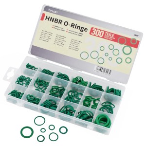 Tifler O-Ringe HNBR, 300 Stück im Sortimentskasten, grüne Dichtungsringe in verschiedenen Größen.