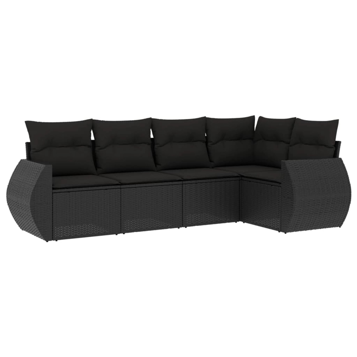 vidaXL 5-Tlg Garten-Sofagarnitur mit Kissen Schwarz Poly Rattan 3221324 günstig online kaufen