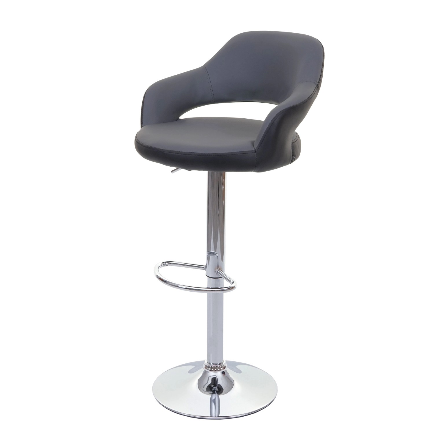 PROREGAL Barhocker Stylisch Sitzhöhe 61-81cm Mit Lehne Kunstleder Grau-Schw günstig online kaufen