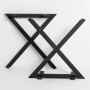Schwarz lackiertes Metall Tischgestell im X-Design mit Querbalken (2er Set) für Esstische.