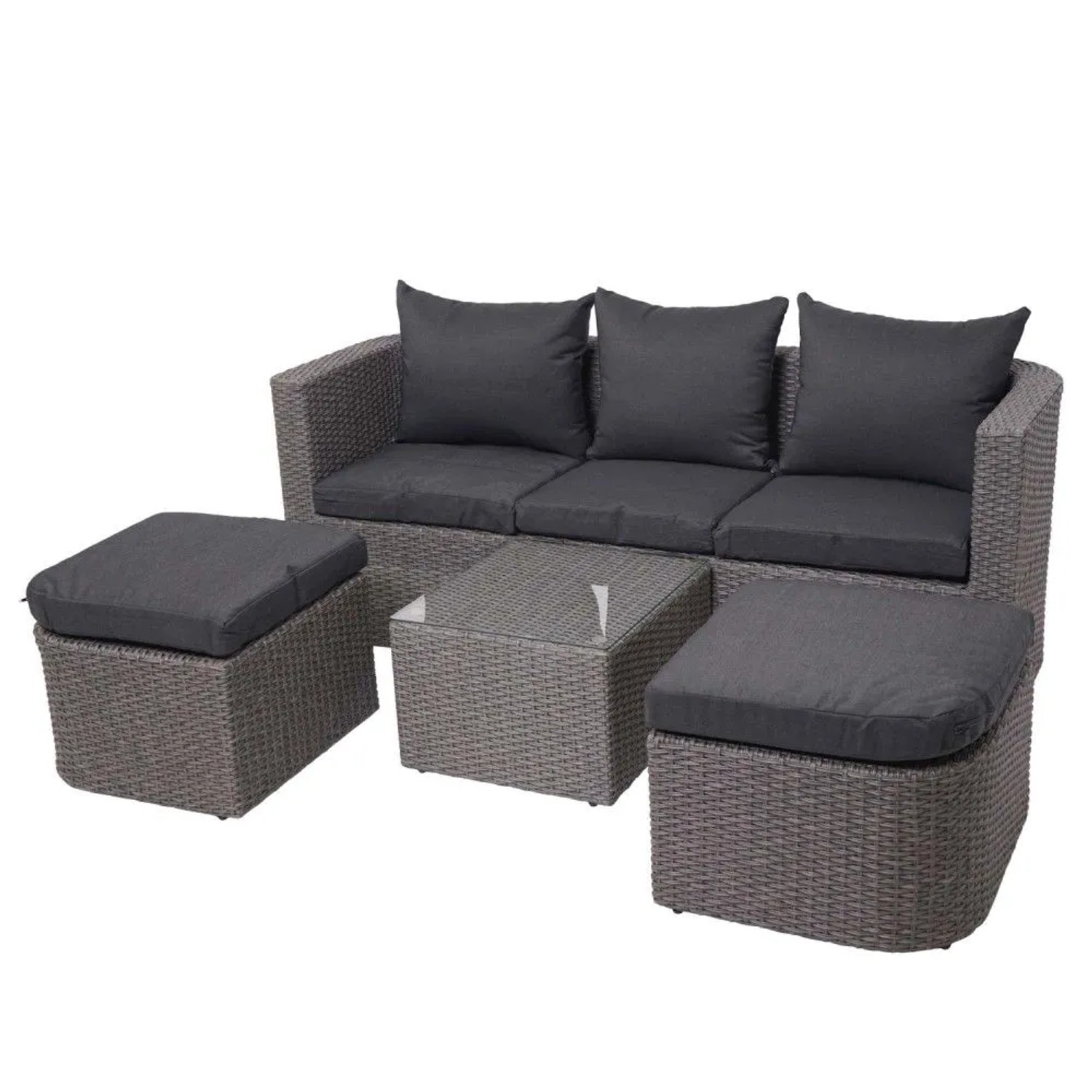 MCW Lounge-Set J37 4-Teilig Grau Kissen Anthrazit