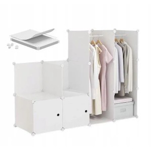 Rebiko Modularer Kleiderschrank Garderobe Schrank Regal Weiß Kleiderorganizer Xl