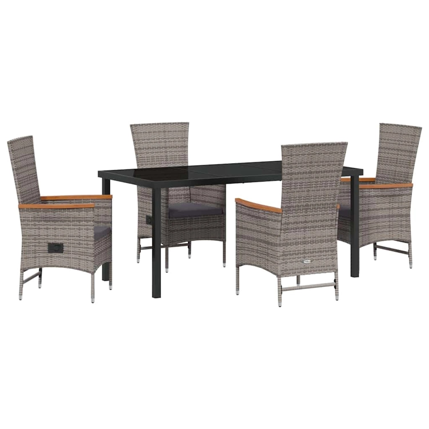 vidaXL Garten Essgruppe mit Kissen 5-Tlg Grau Poly Rattan 3379439 günstig online kaufen