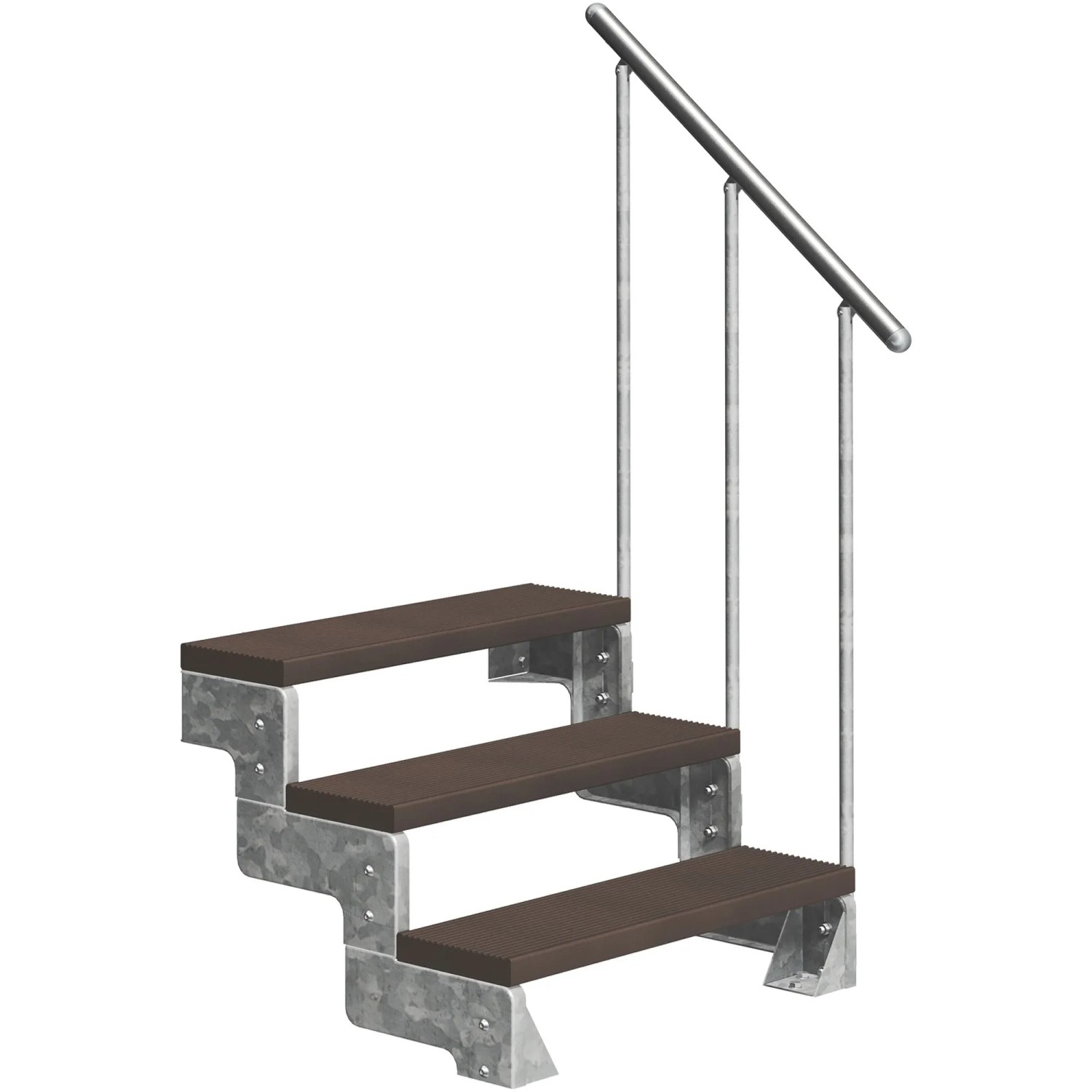 Dolle Außentreppe Gardentop 3 TRIMAX-Stufen 80 cm Dunkelbraun + Alu-Geländer