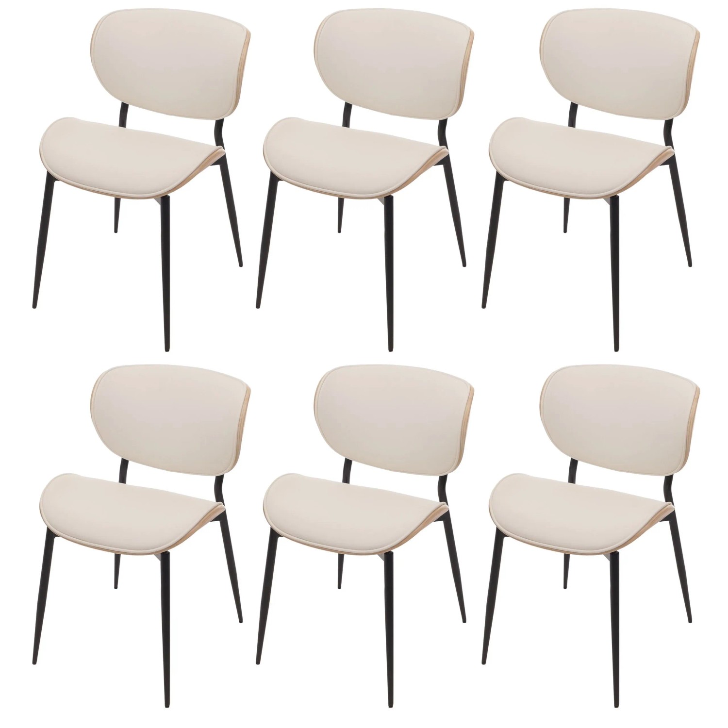 MCW Esszimmerstuhl O45 6er-Set Natur Weiß günstig online kaufen