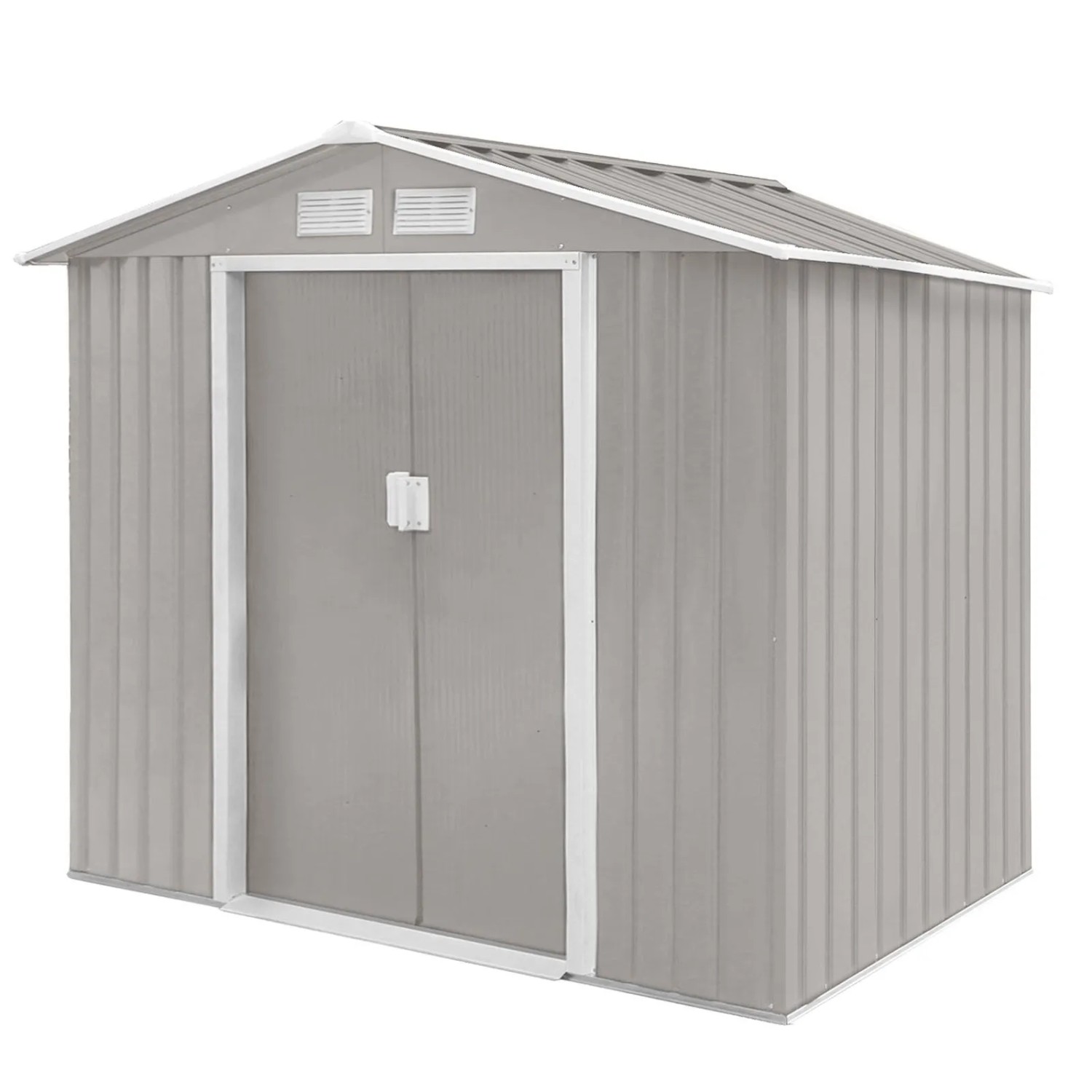 Hattoro S100 Metall Gerätehaus XL Geräteschuppen Garten Schuppen Gartenhaus Hellgrau