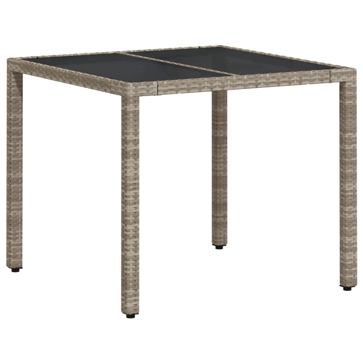 vidaXL Gartentisch mit Glasplatte Hellgrau 90x90x75 cm Poly Rattan 368122 günstig online kaufen