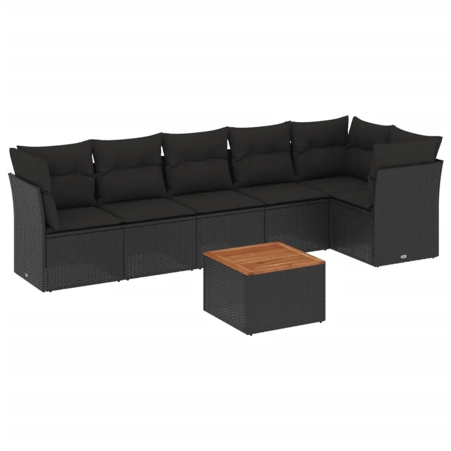 vidaXL 7-Tlg Garten-Sofagarnitur mit Kissen Schwarz Poly Rattan 3255978 günstig online kaufen