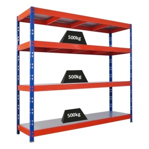 PROREGAL Profi Schwerlastregal Rhino HxBxT 180x200x60cm 4 Stahlplatten Fachlast 500kg Blau/Orange