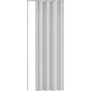 Weiße Falttür (82x203 cm) im Esche-Design. Platzsparende Tür für den Innenbereich.