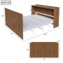 Merax Klappbett 140x200 cm in Holzoptik, ausgeklappt mit Matratze und Metallrahmen, gefaltet als Schrank.
