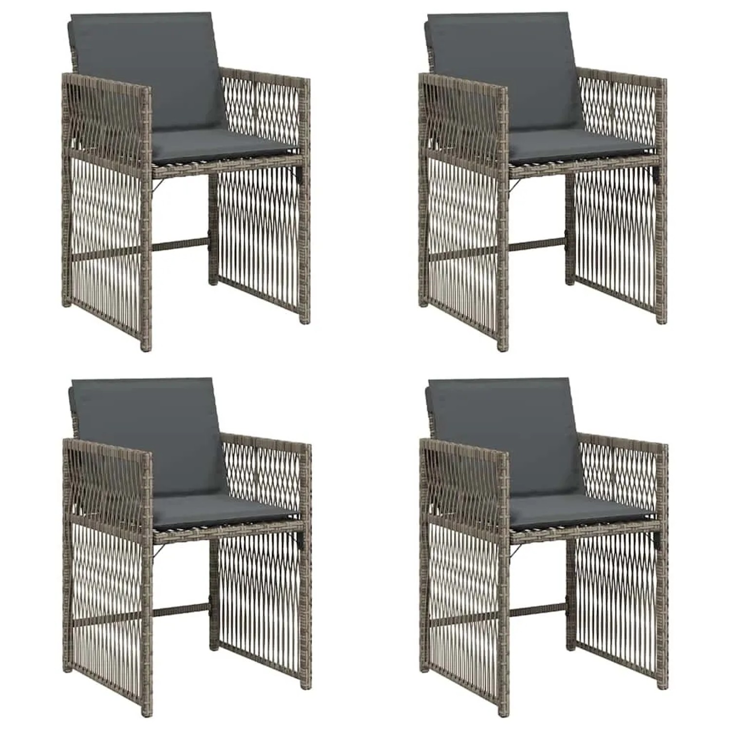 Furnicato Gartenstühle Mit Kissen 4 Stk Grau Poly Rattan