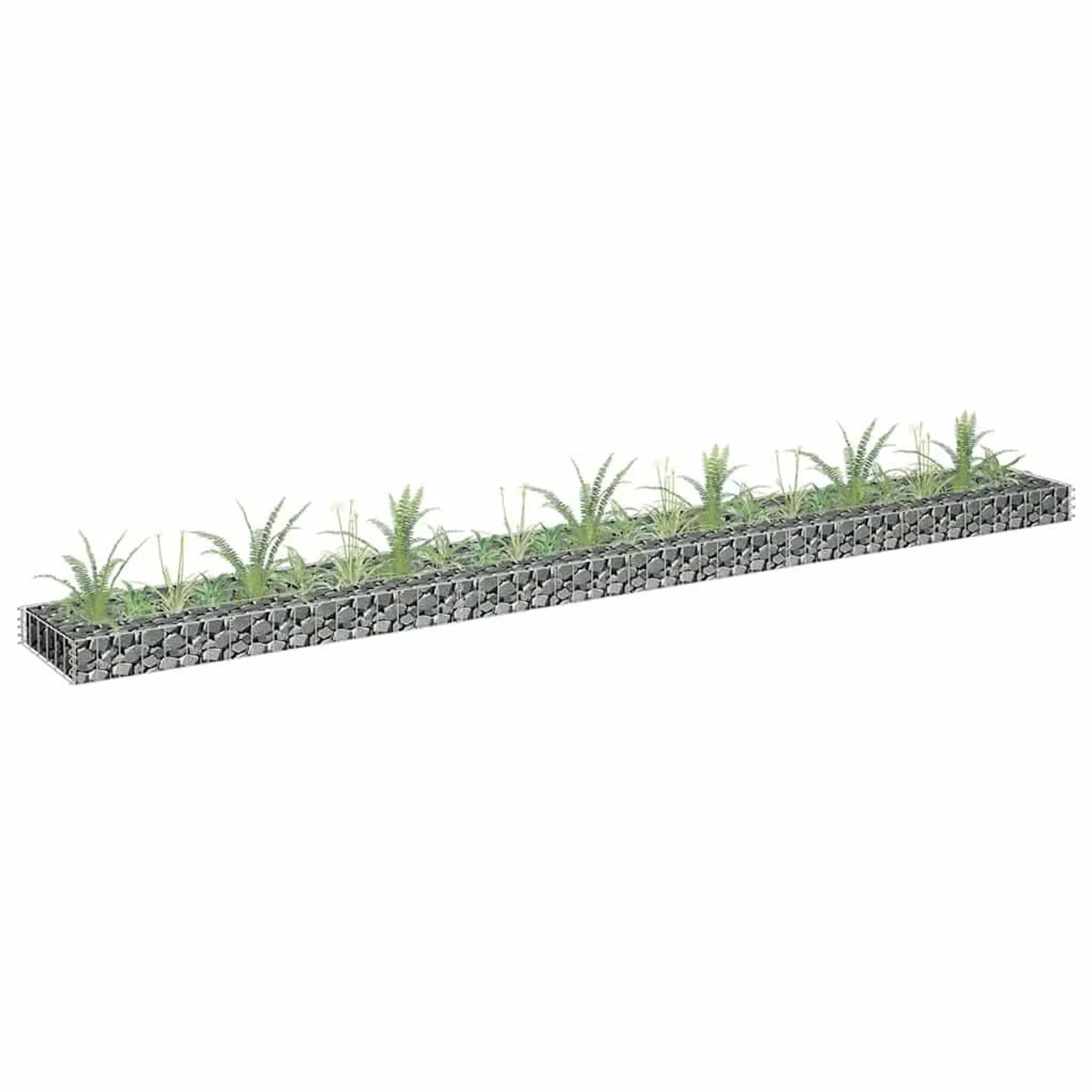 DELUKE Gabionen Hochbeet ROON Aus Stahl 270x30x10cm Steinkorb Gabionengitter Ziergabione Steingabione