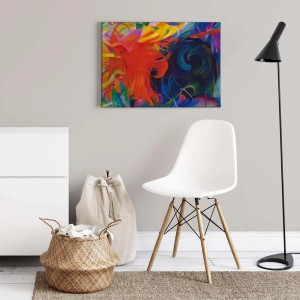 Buntes abstraktes Leinwandbild als Wanddeko für Wohnzimmer & Schlafzimmer.