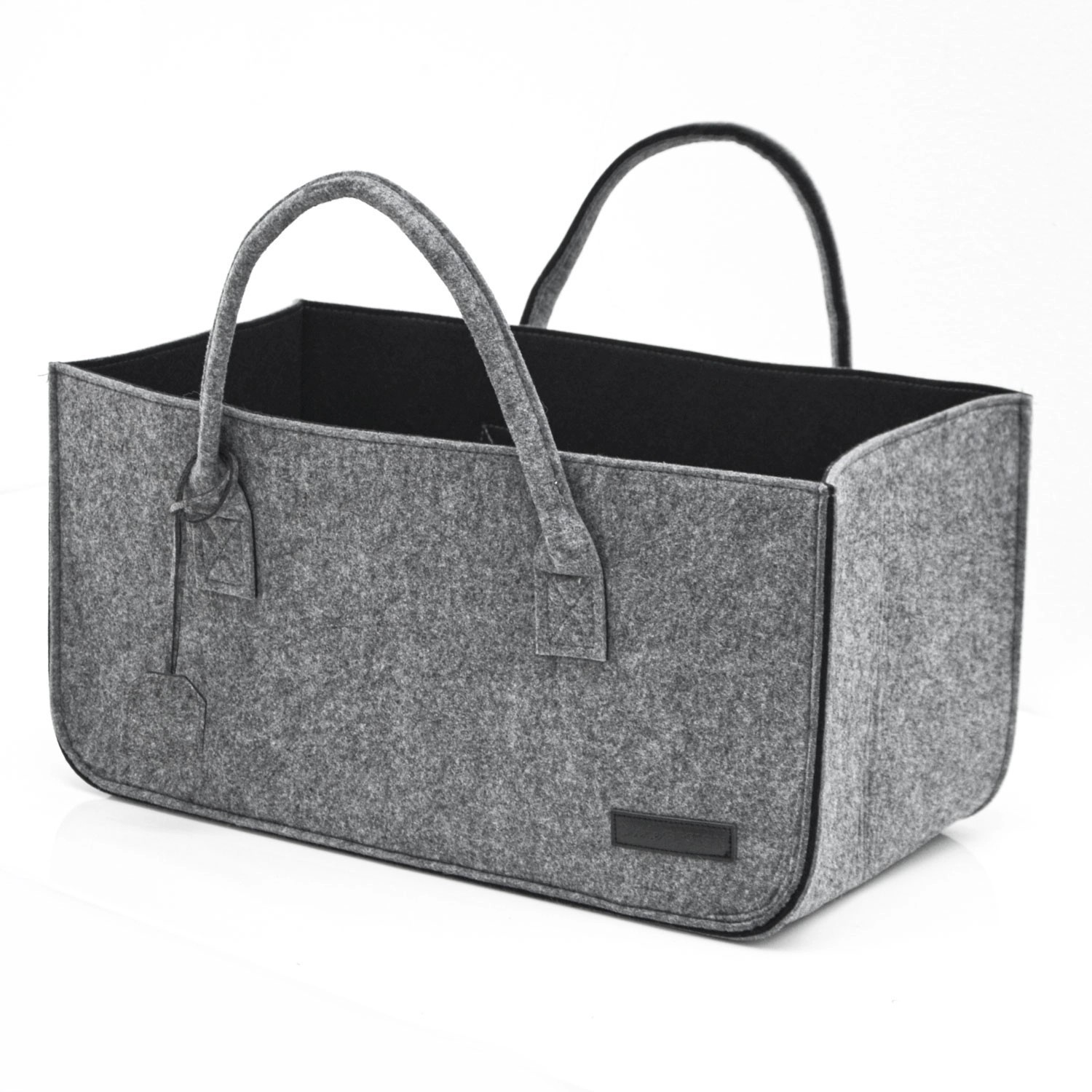 DuneDesign Schwerlast Filz Einkaufstasche 50 x 25 x 25 cm Grau