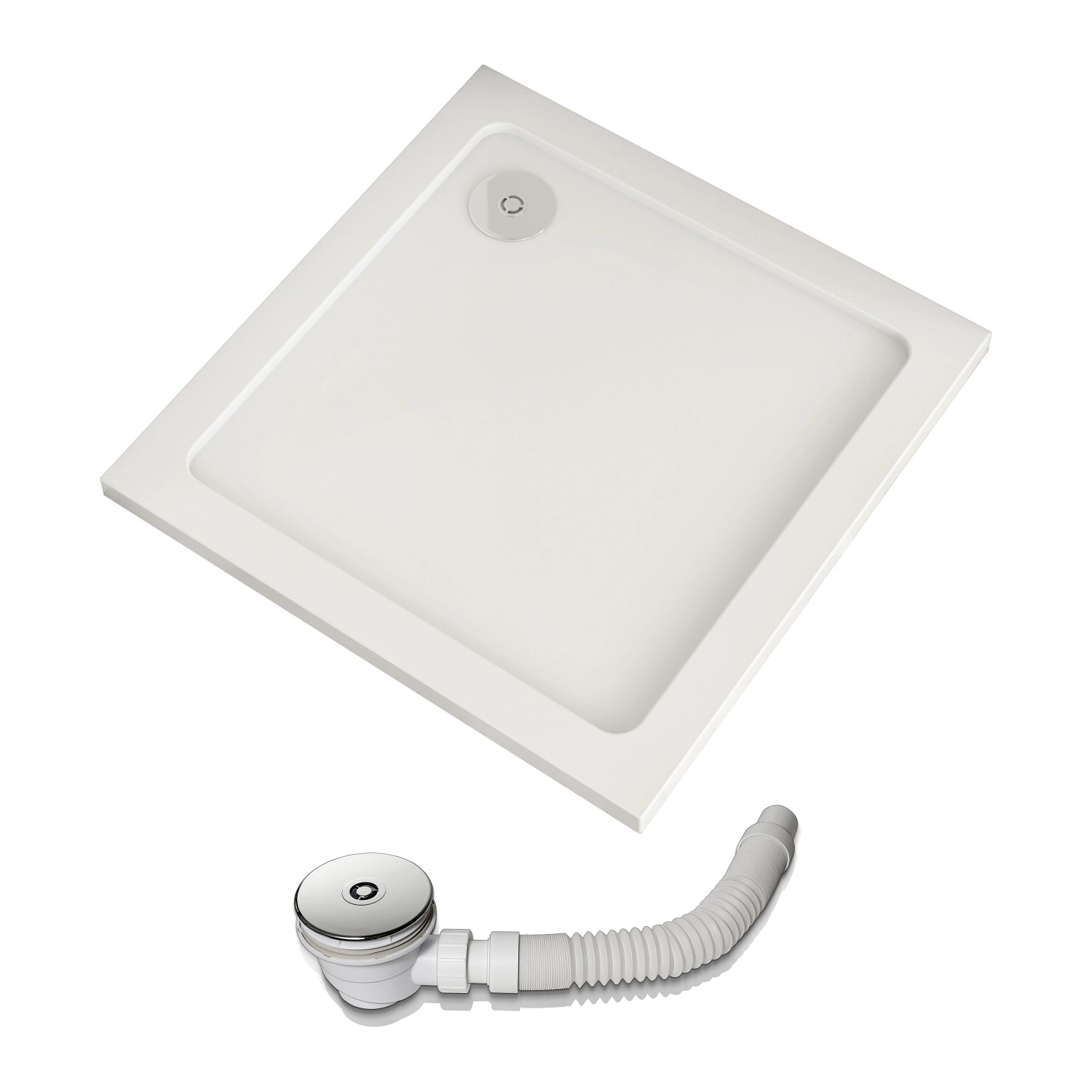 AICA 76x76x3cm Duschwanne mit Ablaufgarnitur Quadrat Duschtasse Kunststein günstig online kaufen