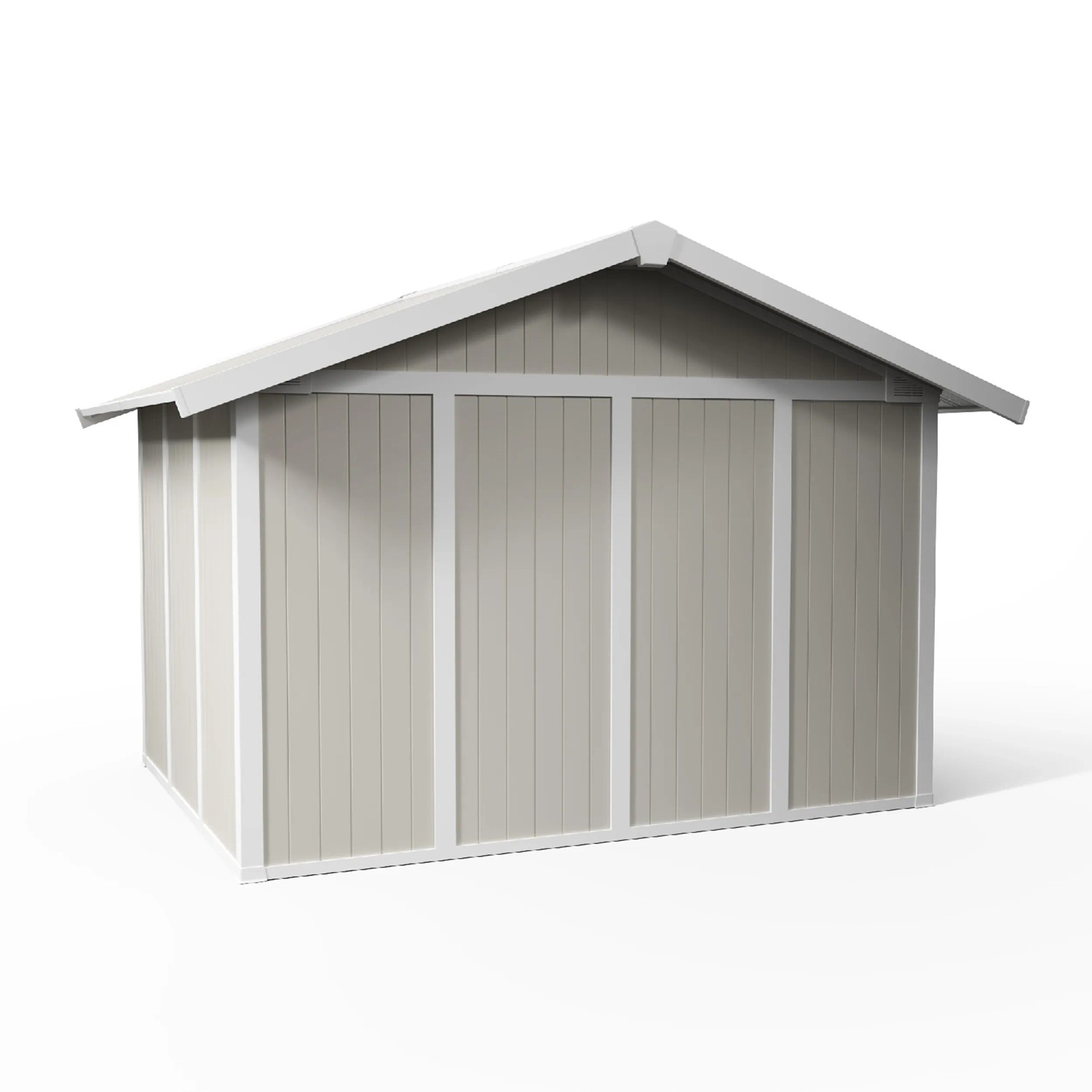 Grosfillex Gerätehaus Utility7,5 in Graugrün, Kunststoff-Gartenhaus mit Doppeltür.