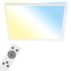 Weiße, smarte Brilo WiFi Deckenleuchte Slim mit Fernbedienung zur Farbtemperatursteuerung.