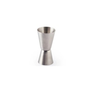 Edelstahl Jigger Cocktail-Messbecher 30/50 ml. Poliertes Design für präzises Abmessen von Getränken in der Küche.