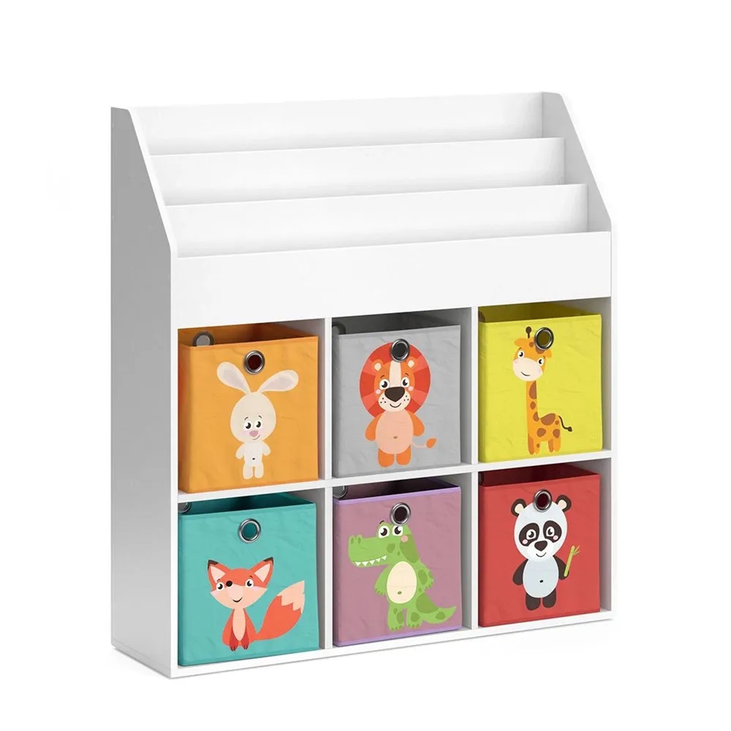 Vicco Kinderregal Luigi Weiß 107 x 114 mit 6 Faltboxen Art Nr 36938