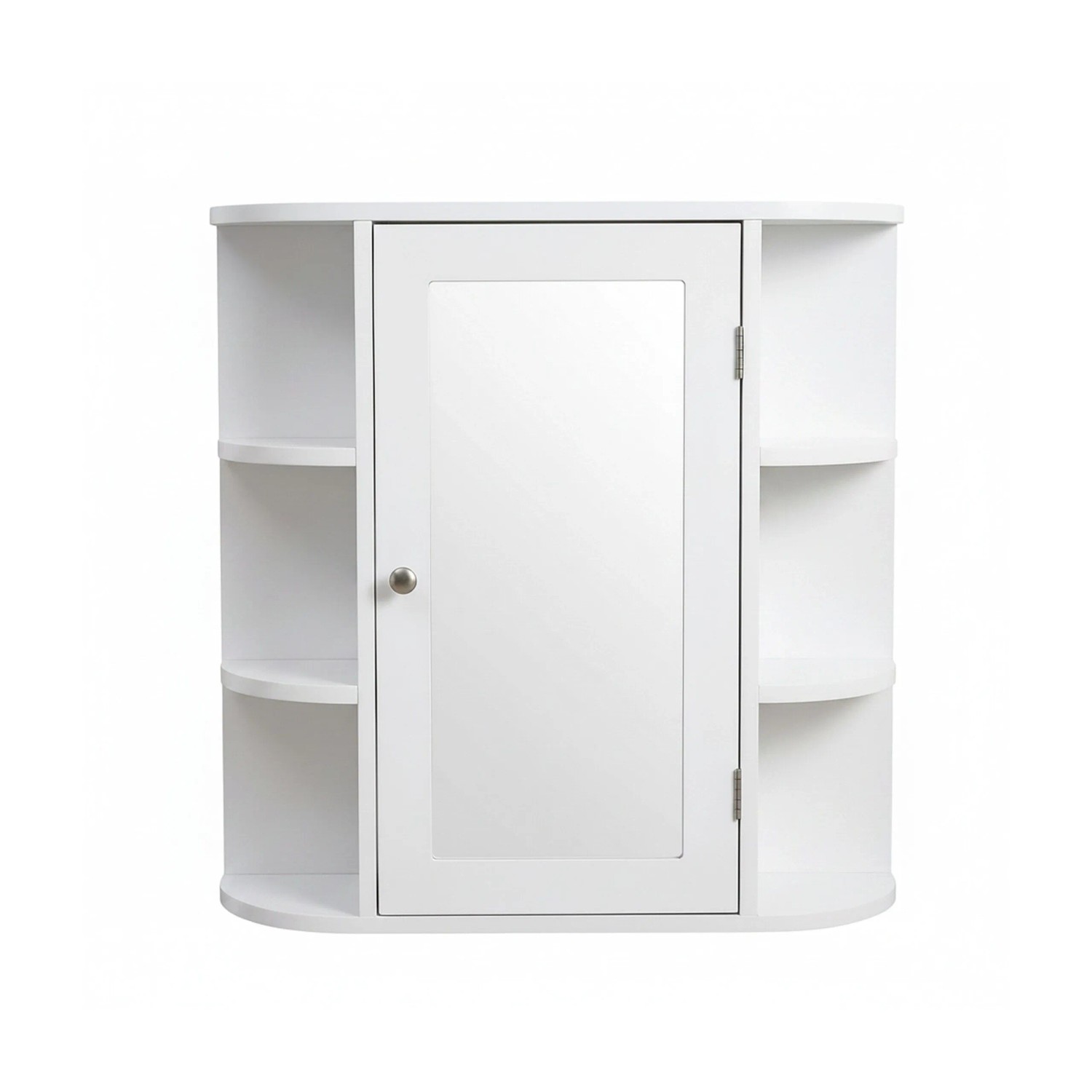 Relaxdays Spiegelschrank MDF Weiß 10 Fächer Zur Wandmontage 58 cm x 61 cm x 18 cm