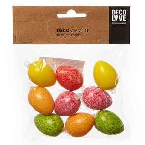 Brauns-Heitmann Behang-Eier, marmoriert, bunt, 9 Stück, ca. 4 cm, Osterdekoration.