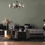 Wandfarbe Grün Pistazie matt in modernem Wohnzimmer. Tadessi Wall Select Dispersion für stilvolle Innenräume.