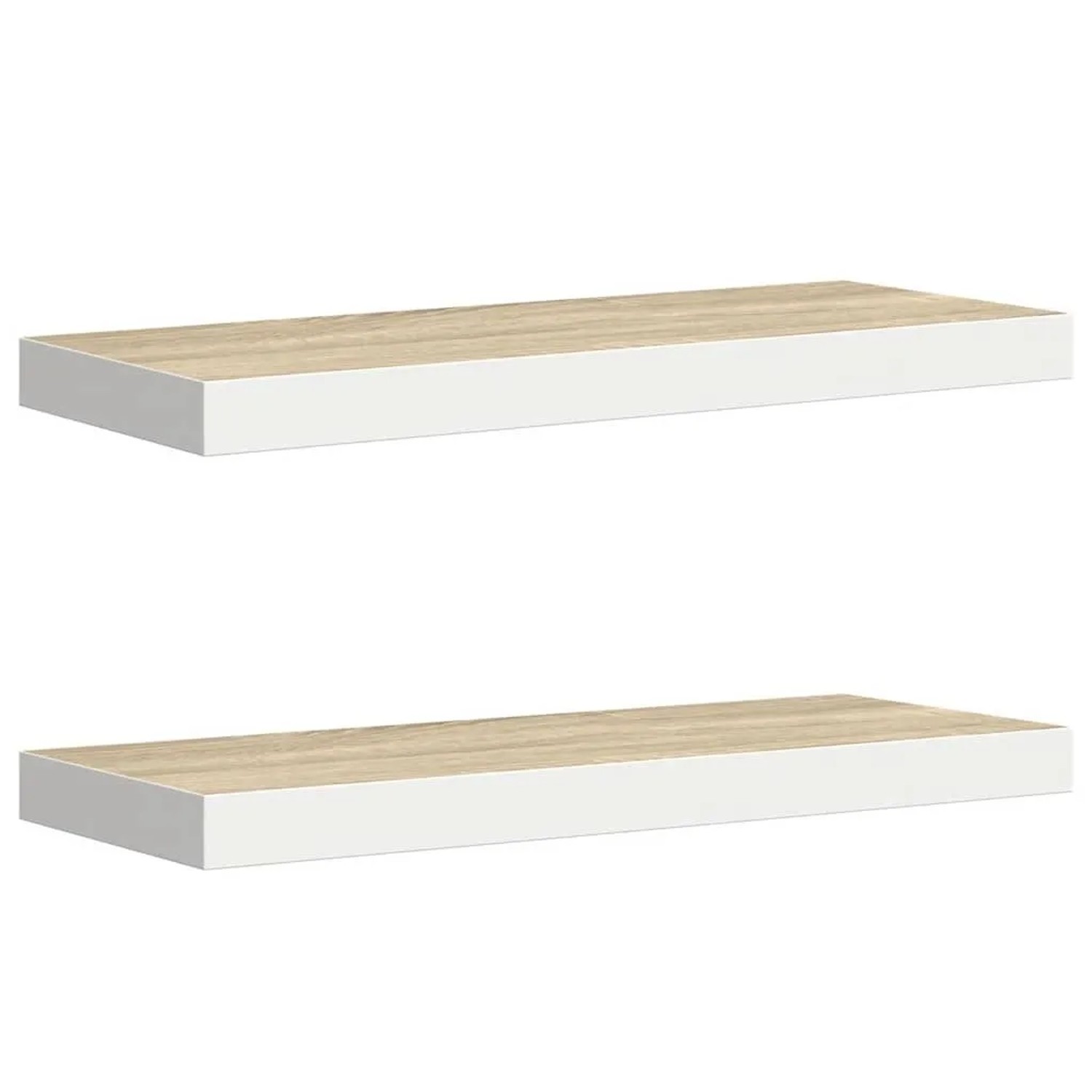 vidaXL Schweberegale 2 Stk Eichen-Optik und Weiß 60x23,5x3,8 cm MDF 326577