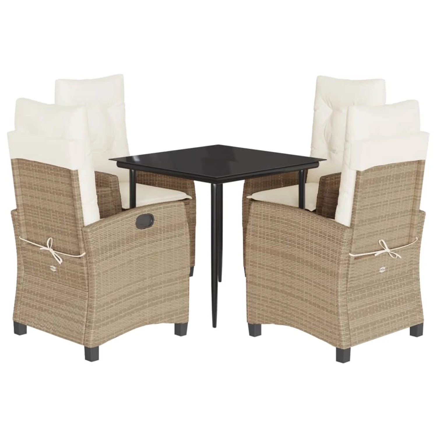 vidaXL 5-Tlg Garten-Essgruppe mit Kissen Beige Poly Rattan 3212803 günstig online kaufen