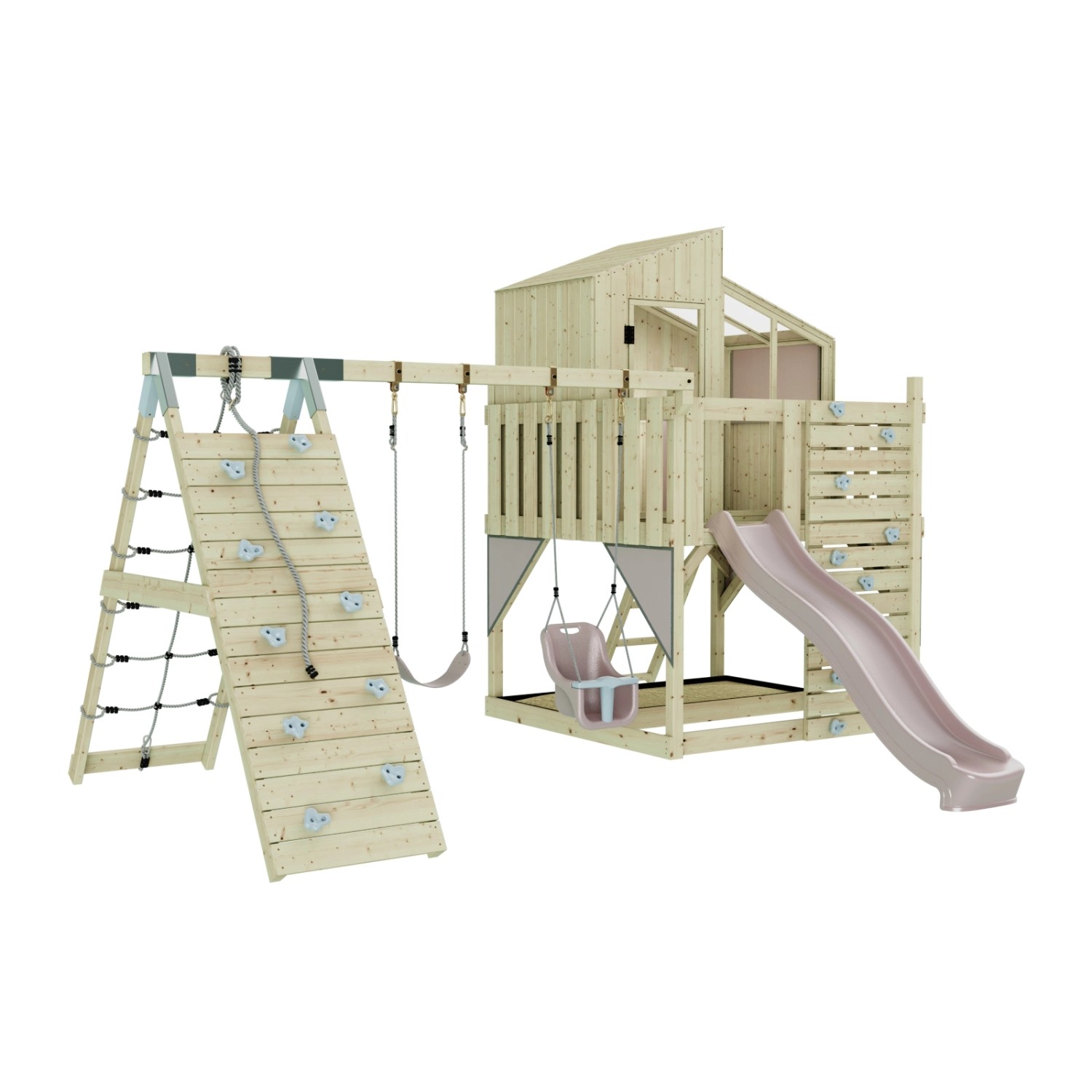 OutdoorToys Spielturm Finn mit Babyschaukel Altrosa günstig online kaufen