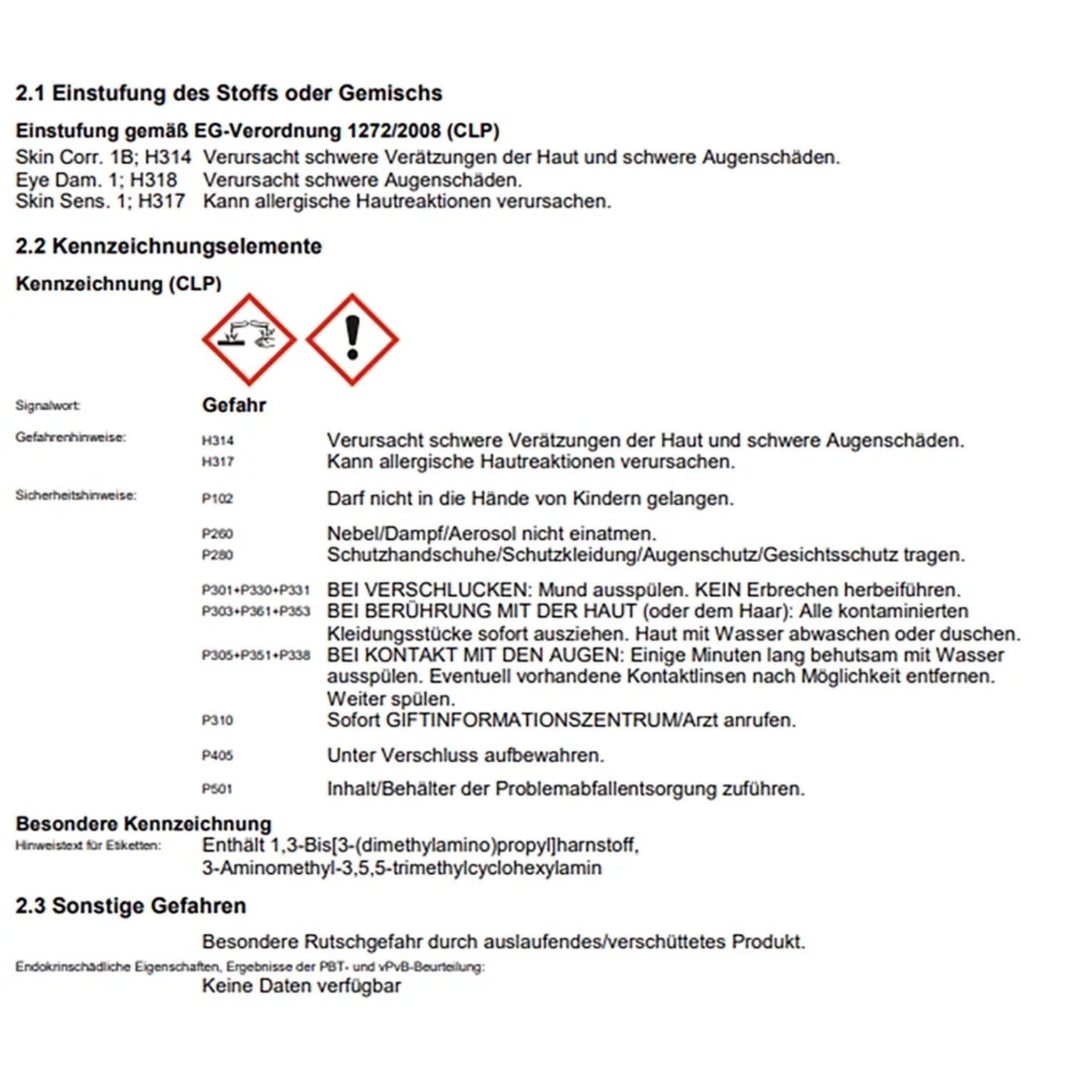 Sicherheitsdatenblatt: Gefahrenhinweise und Sicherheitsvorkehrungen für chemische Produkte.