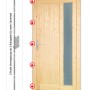 Nebeneingangstür Panto NET 511 Fichte Natur, 88x200 cm, mit Glasausschnitt und 5-fach Verriegelung.