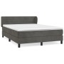 Dunkelgraues vidaXL Boxspringbett 140x190 cm mit Samtbezug, inklusive Matratze und Kopfteil.