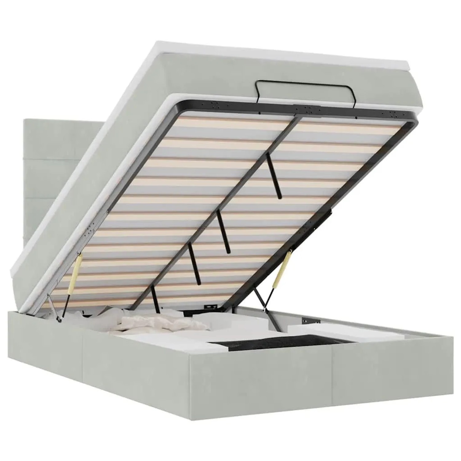 vidaXL Ottoman-Bett mit Matratzen Hellgrau 120x190 cm Samt 3313457