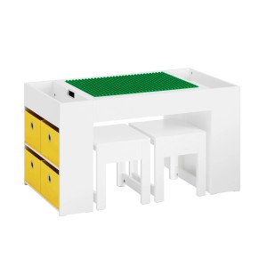 SoBuy Kindertisch mit 2 Stühlen Kindersitzgruppe mit Stauraum Spieltisch KMB75-W