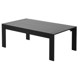 Schwarzer MeXo Gartentisch/Balkontisch aus Aluminium mit WPC-Tischplatte. Wetterfest und modern.