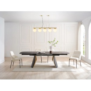 Vente-unique Hängeleuchte Und Kronleuchter Sofia Weiß  Goldfarben 100 cm