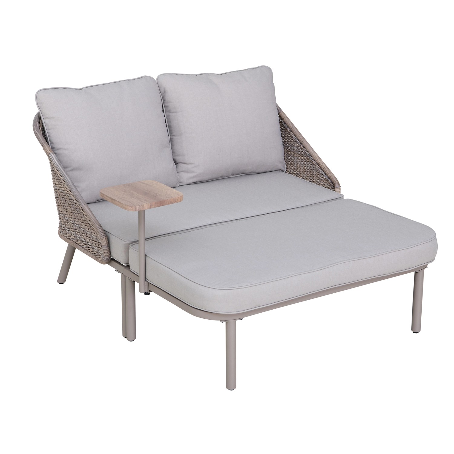 Sunjoy Garten-Tagesbett Porto Stahl/Rattan 142 cm x 128 cm Grau günstig online kaufen